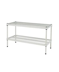 Design Ideas MeshWorks 2 Tier Full-Size Metal Storage Shelving Unit Rack, White
