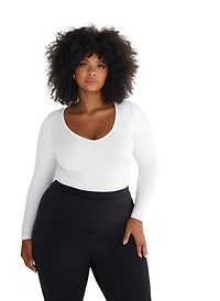Rebdolls Women's Stylish Essential V Neck Top Classic White