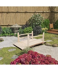 Slickblue Wooden Garden Bridge with Rails, Outdoor Decor in Classic Wood Finish