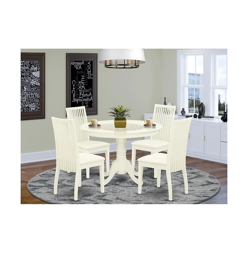 East West Furniture Dining Room Set Linen White