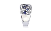 Suzy Levian New York Sterling Silver Sapphire & Created White Multi Set Ring