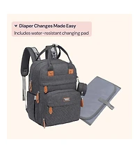 BabbleRoo Toddler Diaper Bag Backpack Stylish 26L Hands Free with Changing Pad, Stroller Straps & Water-Resistant, Safari, Large