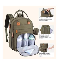 BabbleRoo Toddler Diaper Bag Backpack Stylish 26L Hands Free with Changing Pad, Stroller Straps & Water-Resistant, Safari, Large