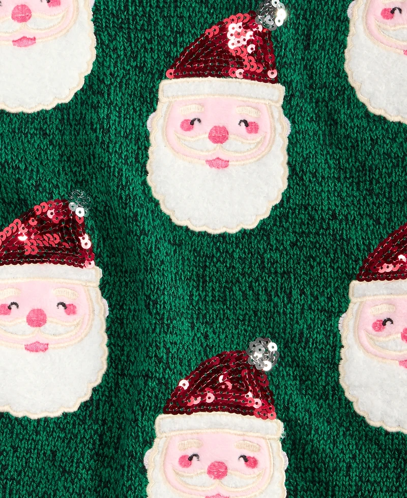 Holiday Lane Women's Santa-Embroidered Sweater, Macy's Exclusive