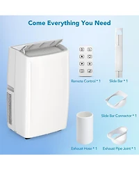 Gaomon 14,000 Btu Portable Air Conditioner - Dehumidifying & Fan Modes, Quiet Operation, Easy Mobility, Remote Control, White, For Home & Office