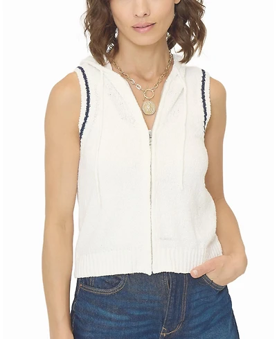 Central Park West Women's Daphne Hooded Zip Up Shell Tank Top
