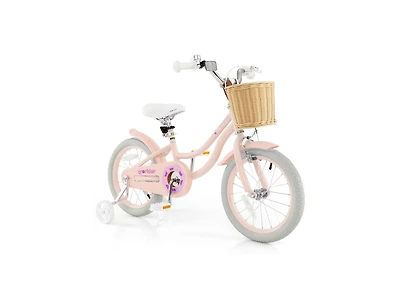 Akiudex 16 Inch Kids Bike with Basket Adjustable Seat Training Wheels and Dual Brake System