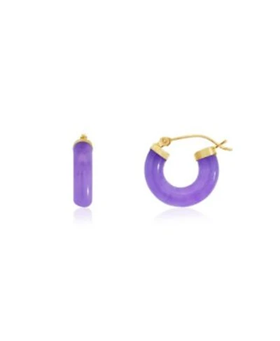 The Lovery Lavender Jade Hoop Earrings 14K Gold