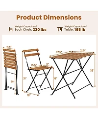 Gymax 5 Pcs Patio Acacia Wood Dining Set w/ 4 Folding Chairs Slatted Seat & Tabletop