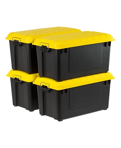 Iris Usa 4Pack 82qt/20gal WeatherPro Storage Utility Tote Container Box, Yellow