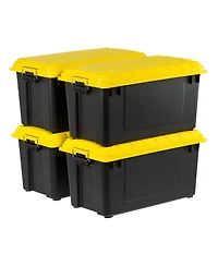 Iris Usa 4Pack 82qt/20gal WeatherPro Storage Utility Tote Container Box, Yellow