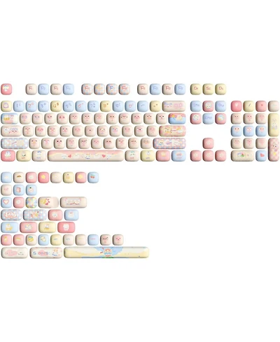 Yunzii Cute Pink Kitten Custom Keycaps, 141 Keys Dye Sub Pbt Mog Profile Keycap Set for Mechanical Gaming Keyboards