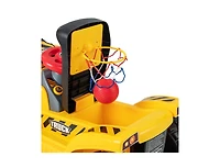 Akiudex Kids Ride On Digger Toy with Adjustable Excavator Arm and Basketball Hoop
