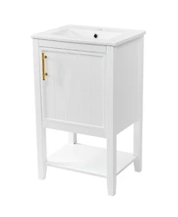 Casainc 20" Vanity Cabinet with Sink, Soft-Close Door, Open Shelf and Storage Rack for Bathroom Use
