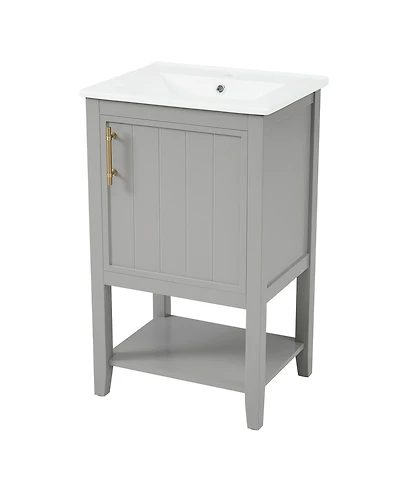 Casainc 20" Vanity Cabinet with Sink, Soft-Close Door, Open Shelf and Storage Rack for Bathroom Use