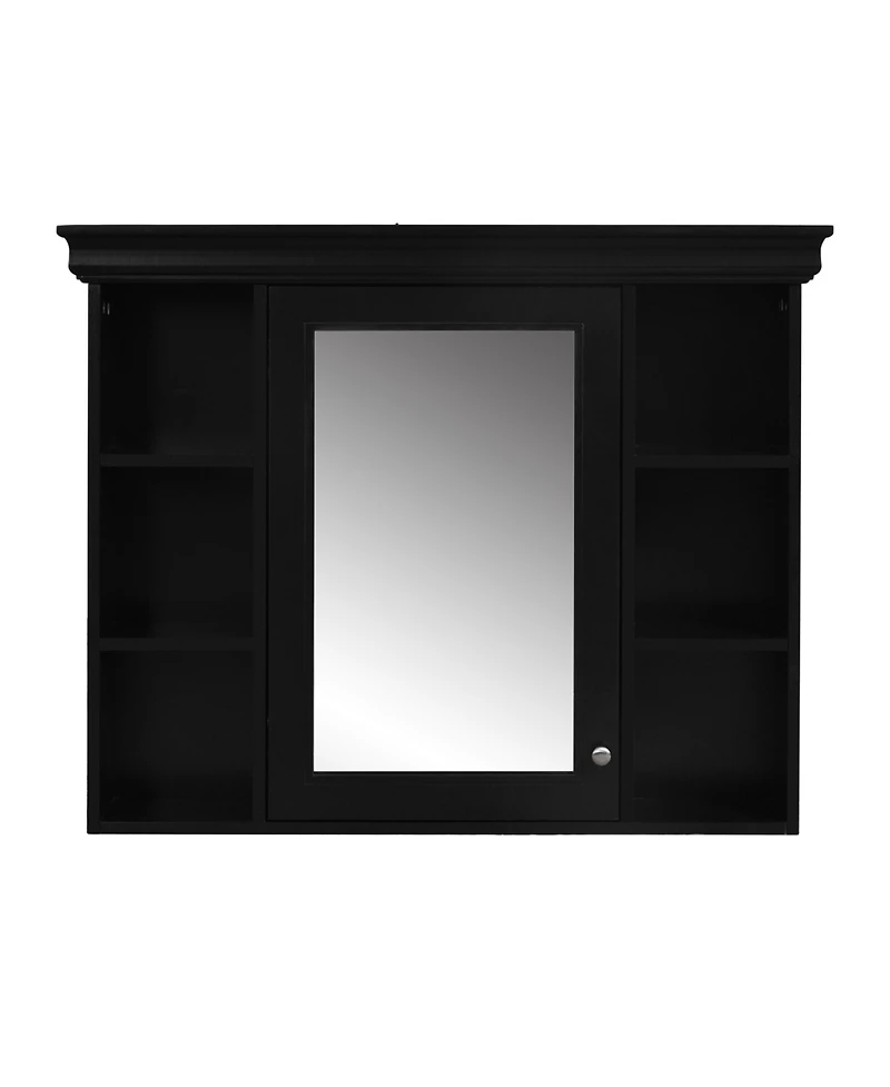 Casainc 35" x 28" Wall Mounted Medicine Cabinet with Mirror Door and 6 Open Shelves, Modern Bathroom