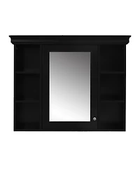 Casainc 35" x 28" Wall Mounted Medicine Cabinet with Mirror Door and 6 Open Shelves, Modern Bathroom
