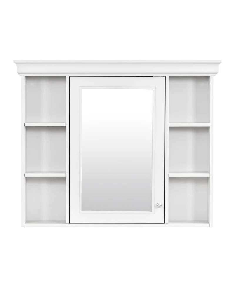 Casainc 35" x 28" Wall Mounted Medicine Cabinet with Mirror Door and 6 Open Shelves, Modern Bathroom Cabinet