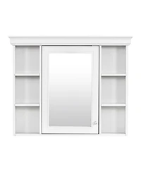 Casainc 35" x 28" Wall Mounted Medicine Cabinet with Mirror Door and 6 Open Shelves, Modern Bathroom Cabinet