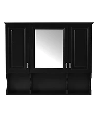Casainc 35" x 28" Wall Mounted Mirror Medicine Cabinet with Open Shelves, Modern Bathroom Storage