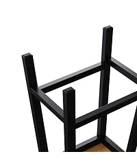Casainc Solid Wood Bar Stools, Set of 2, 25.6" High with Footrests, Farmhouse Style Kitchen Counter Height Chairs