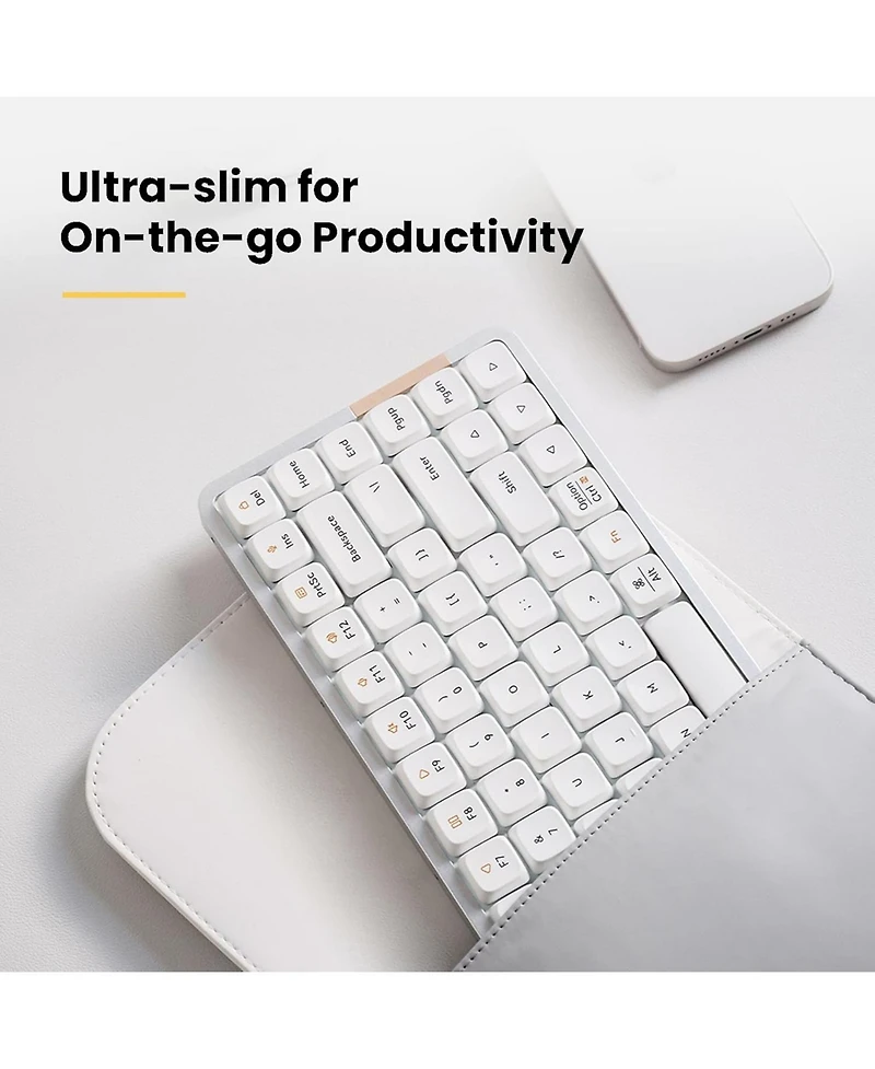 Lofree Flow84 Low-Profile Mechanical Keyboard, 75% Layout, Hot-Swappable, Wireless, Bluetooth, Wired, White Ghost Linear Switches for Windows, Mac