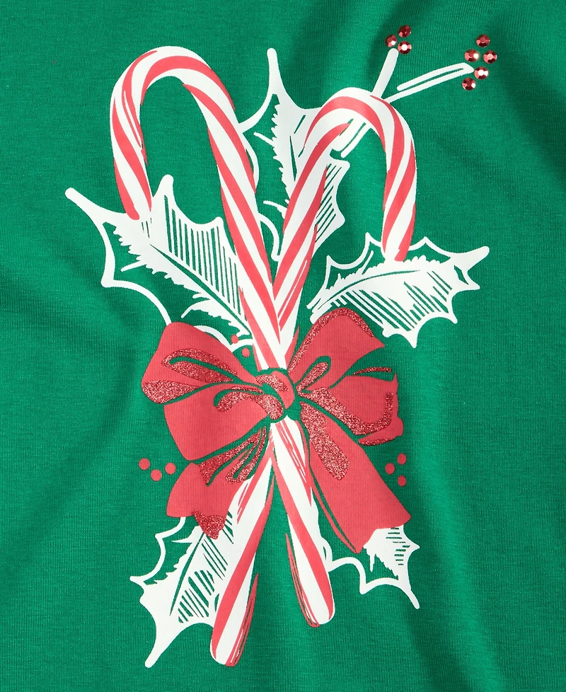 Holiday Lane Women's Candy Cane Graphic Top, Macy's Exclusive