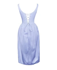 Miss Circle Women Reina Blue Drop Waist Corset Midi Dress