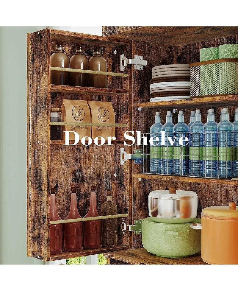 Ironck Kitchen Pantry Cabinet 72" Height, with Drawer, Rack, Vintage Brown