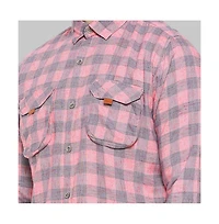 Campus Sutra Men's Blush Pink & Moon Grey Tartan Plaid Shirt
