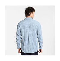 Campus Sutra Men's Cornflower Blue Cubic-Textured Oversized Shirt