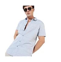 Campus Sutra Men's Light Blue Textured Regular Fit Casual Shirt