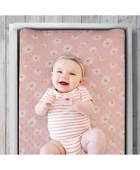 The Peanutshell Changing Pad Cover for Baby Girls, Daisy Plush Minky