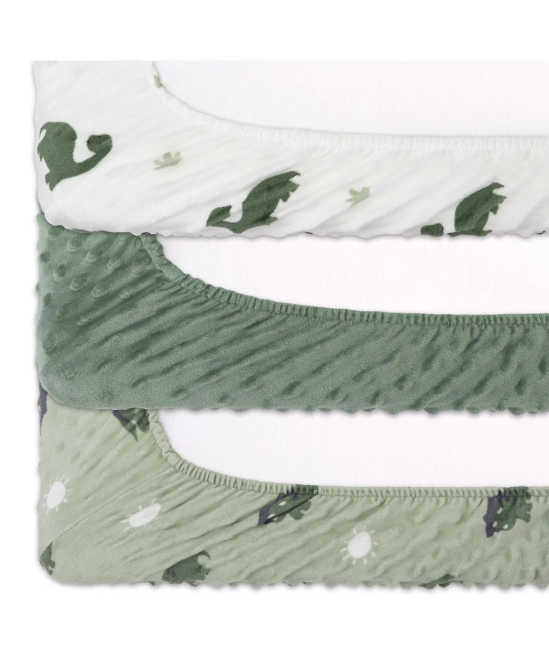 The Peanutshell Changing Pad Cover for Baby Boys, Green Dino Minky