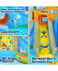 Sunny & Fun SpongeBob Deluxe Inflatable Water Slide with Climbing Wall, 2 Slides & Splash Pool
