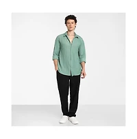 Campus Sutra Men's Sea Green Hollow Knit Oversized Shirt