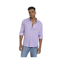 Campus Sutra Men's Lavender Minimal Aztec Shirt