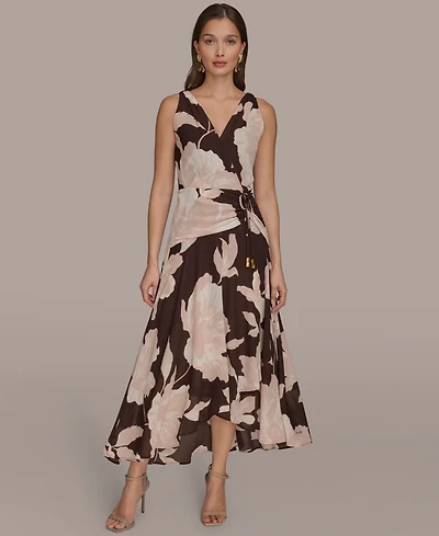 Donna Karan New York Women's Faux-Wrap Sleeveless Dress