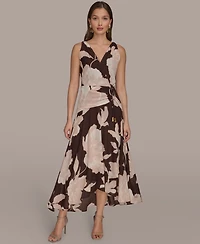 Donna Karan New York Women's Faux-Wrap Sleeveless Dress