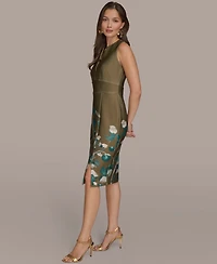 Donna Karan New York Women's Split V-Neck Floral Sheath Dress