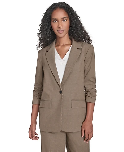 Calvin Klein Women's Novelty Check 3/4-Sleeve Jacket