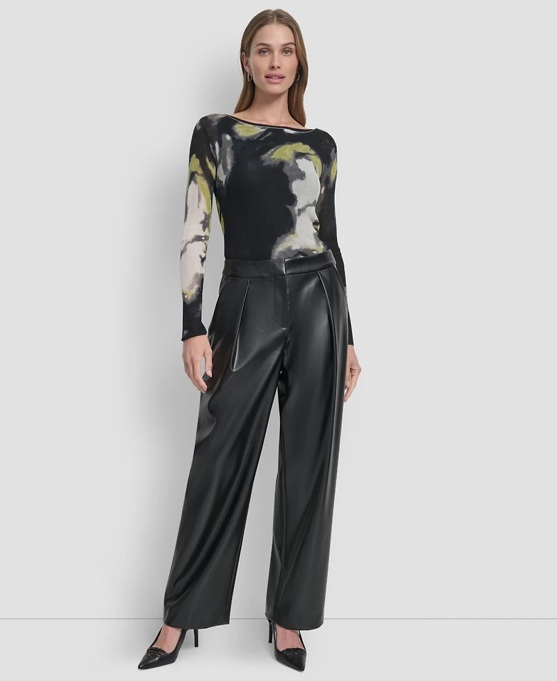 Dkny Women's Wide Leg Pleat Front Pant