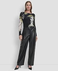Dkny Women's Wide Leg Pleat Front Pant