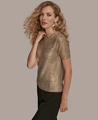 Donna Karan New York Women's Short Sleeve Foil Sweater