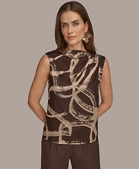 Donna Karan New York Women's Sleeveless Gathered Shoulder Top