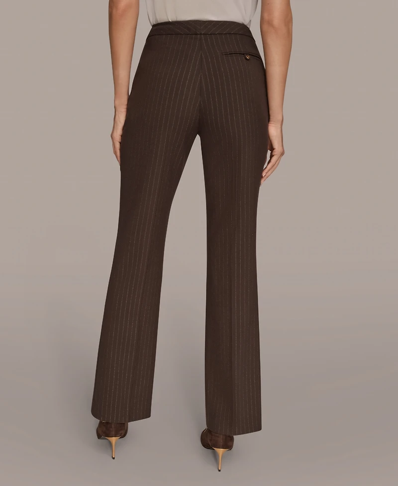 Donna Karan New York Women's Mid Rise Straight Fit Pinstripe Pants
