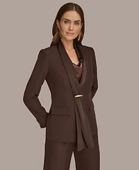 Donna Karan New York Women's Petites Mixed Media Draped Neck Blazer, Regular & Petite