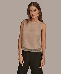 Donna Karan New York Women's Petites Sleeveless Boat Neck Tank Top, Regular &