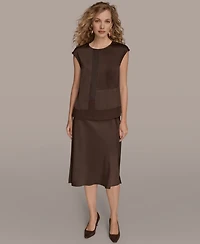 Donna Karan New York Women's Mixed Media Cap Sleeve Top