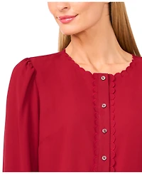 CeCe Women's Long Sleeve Button Down Blouse